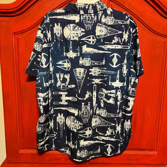 NEW Star Wars Men's button down Hawaiian shirt XL ship fighter - Picture 5 of 6